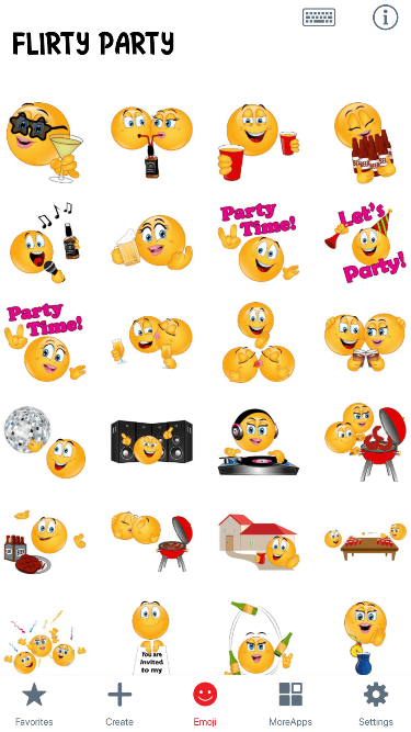 Flirty Party Emoji Stickers