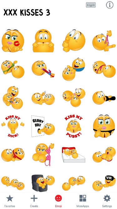 XXX Kisses 3 Emoji Stickers