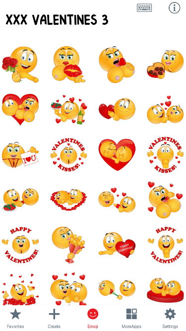 XXX Valentines 3 Emoji Stickers